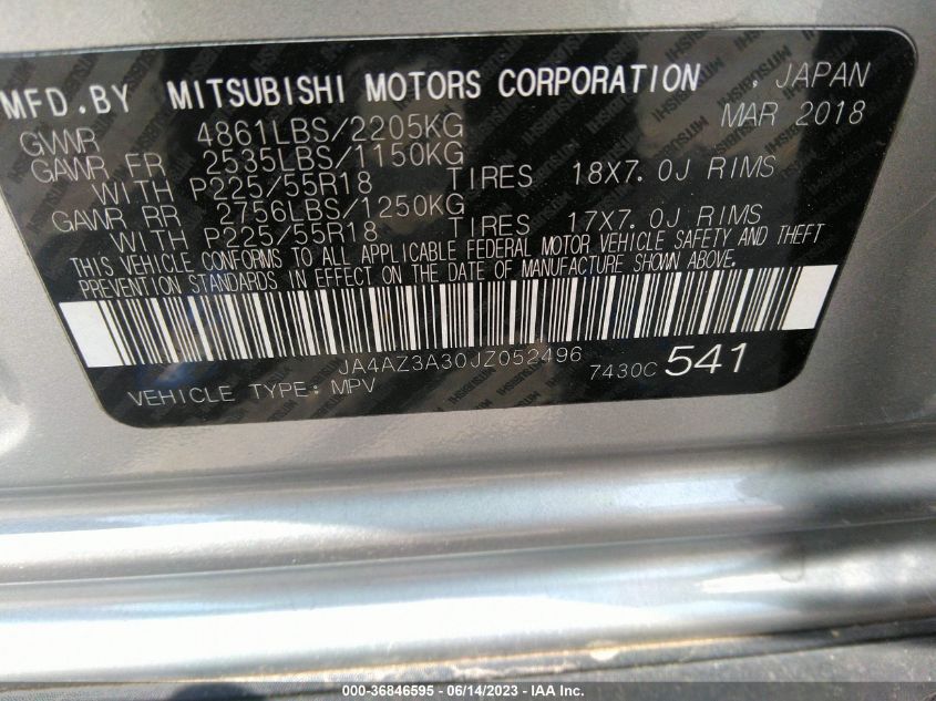 2018 MITSUBISHI OUTLANDER ES - JA4AD2A30JZ052496