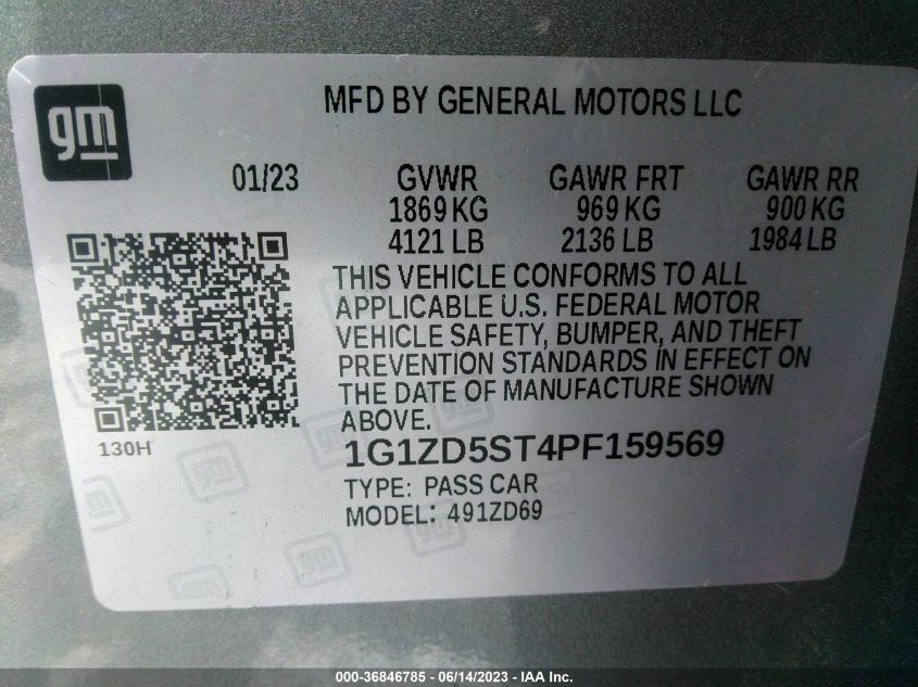 2023 CHEVROLET MALIBU LT - 1G1ZD5ST4PF159569