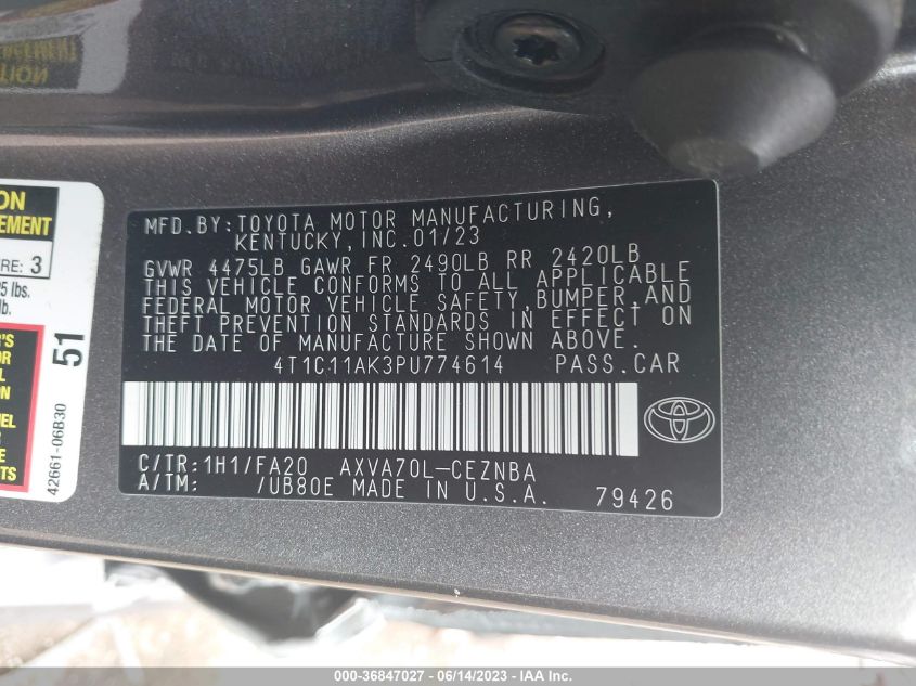 2023 TOYOTA CAMRY LE - 4T1C11AK3PU774614