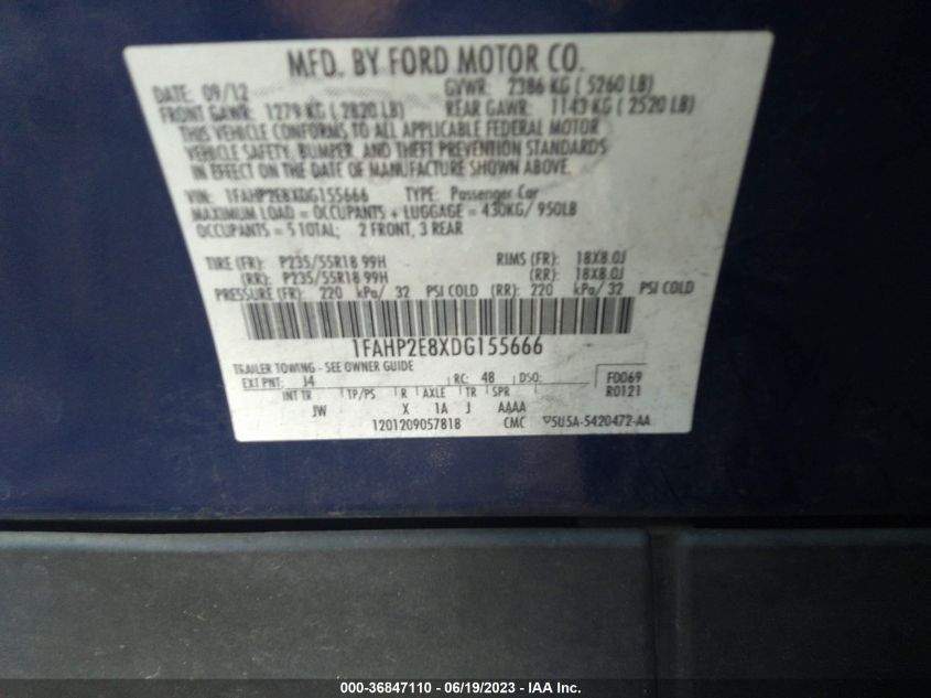 2013 FORD TAURUS SEL - 1FAHP2E8XDG155666