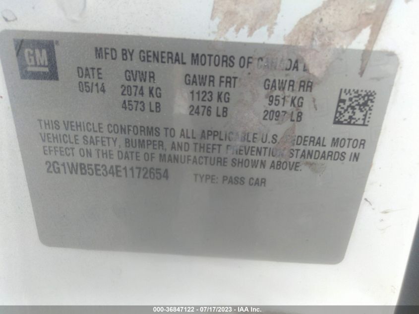2014 CHEVROLET IMPALA LIMITED LT - 2G1WB5E34E1172654