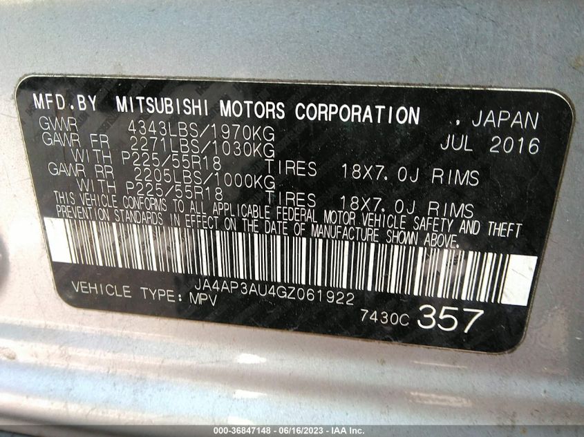 2016 MITSUBISHI OUTLANDER SPORT 2.0 ES - JA4AP3AU4GZ061922