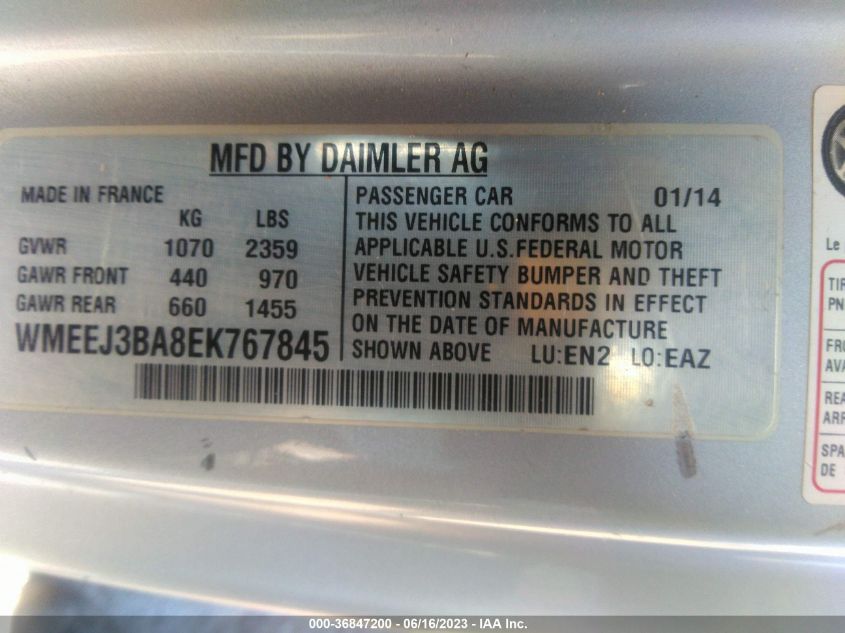 2014 SMART FORTWO PURE/PASSION - WMEEJ3BA8EK767845