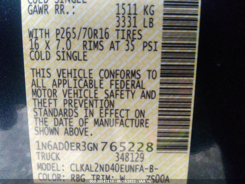 2016 NISSAN FRONTIER SV - 1N6AD0ER3GN765228