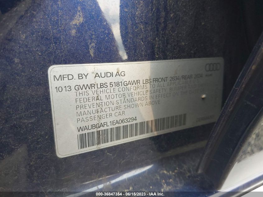 2014 AUDI S4 PREMIUM PLUS WAUBGAFL1EA063294
