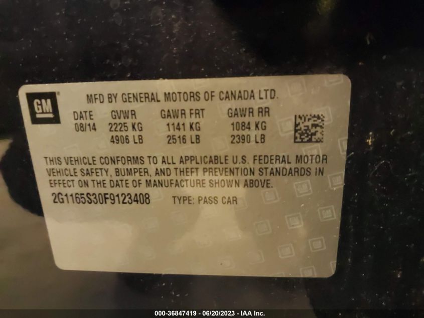 2015 CHEVROLET IMPALA LTZ - 2G1165S30F9123408