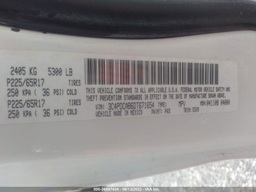 2013 DODGE JOURNEY AMERICAN VALUE PKG - 3C4PDCAB6DT671654