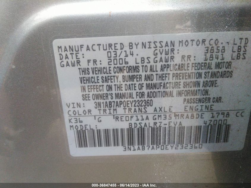 2014 NISSAN SENTRA SR - 3N1AB7AP0EY232360