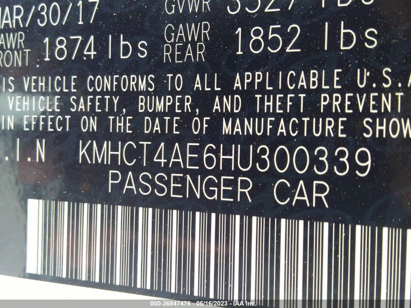 2017 HYUNDAI ACCENT SE - KMHCT4AE6HU300339