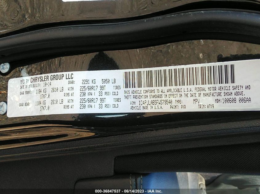2015 JEEP CHEROKEE SPORT - 1C4PJLAB5FW579540