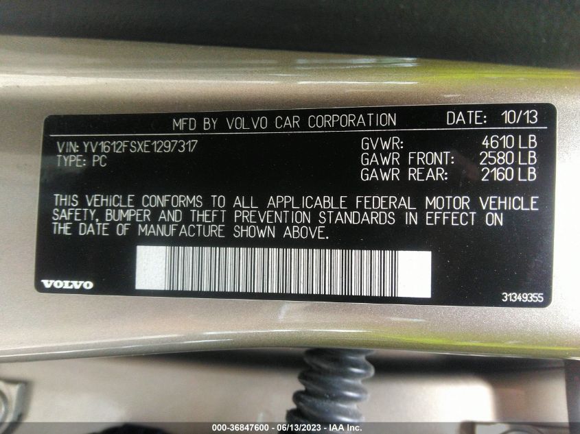 2014 VOLVO S60 T5 - YV1612FSXE1297317