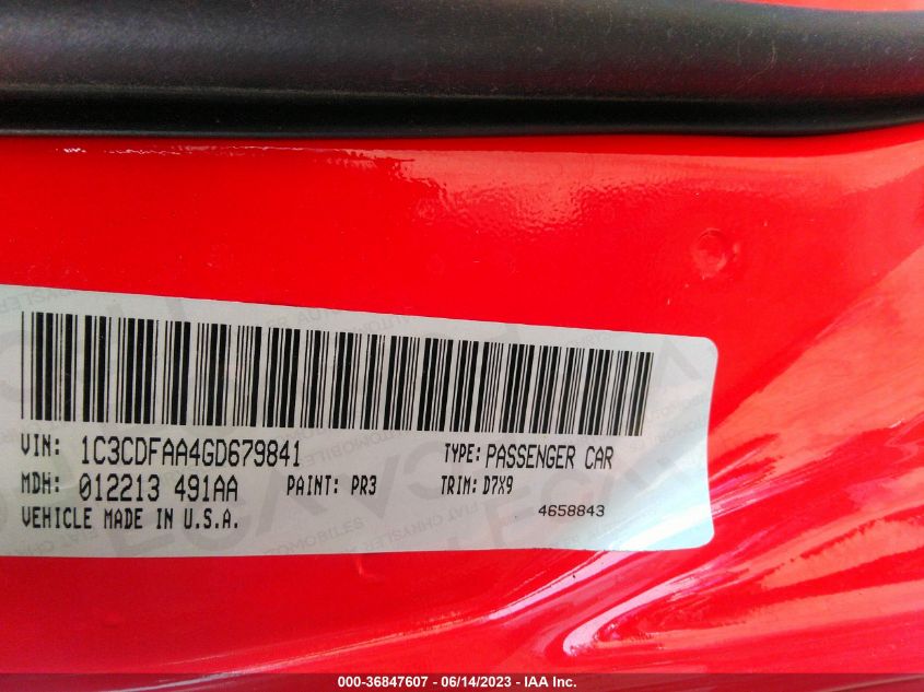 2016 DODGE DART SE - 1C3CDFAA4GD679841
