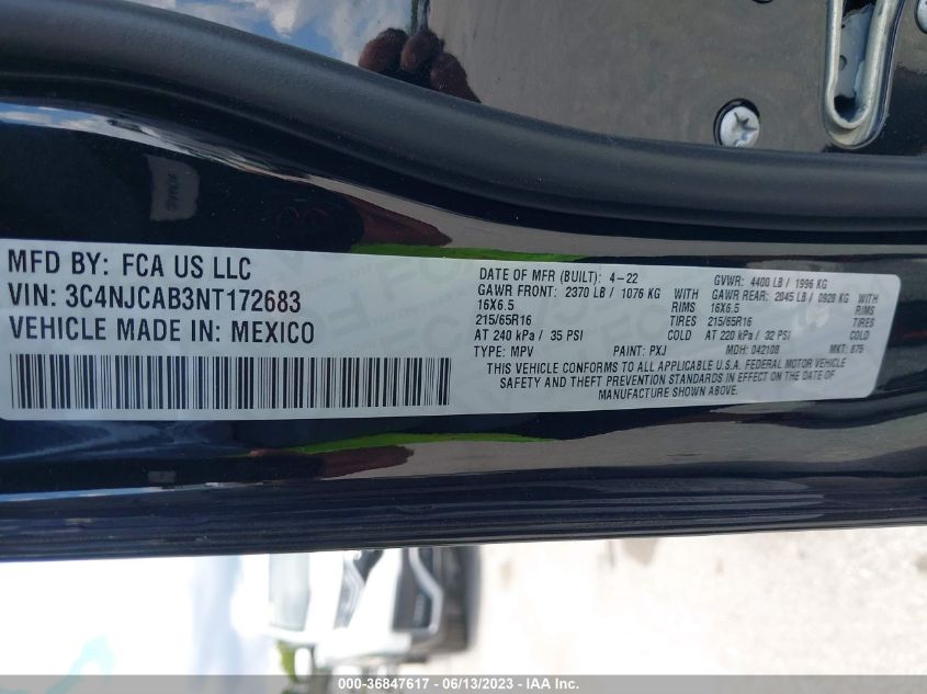 2022 JEEP COMPASS SPORT - 3C4NJCAB3NT172683