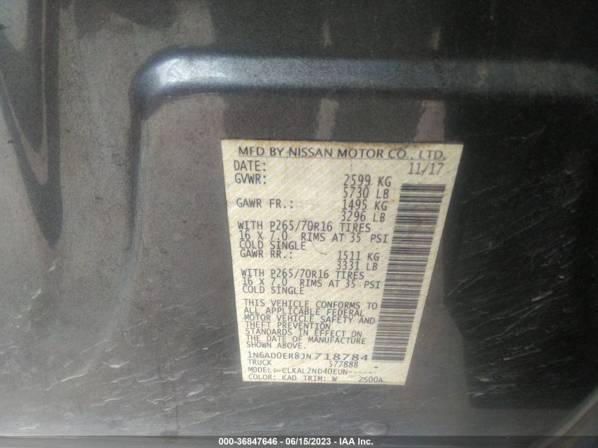 2018 NISSAN FRONTIER SV V6 - 1N6AD0ER8JN718784