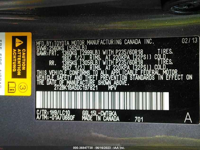 2013 LEXUS RX 350 - 2T2BK1BA5DC197821