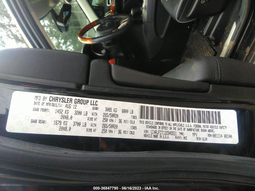 2013 JEEP GRAND CHEROKEE OVERLAND - 1C4RJFCT1DC545531