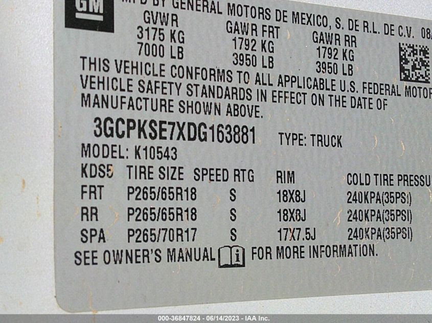 2013 CHEVROLET SILVERADO 1500 LT - 3GCPKSE7XDG163881