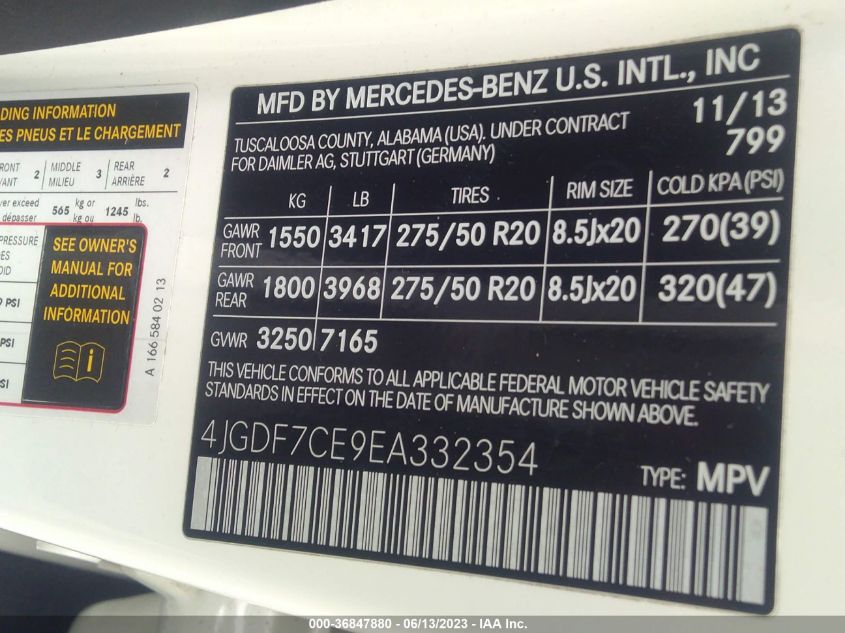 2014 MERCEDES-BENZ GL-CLASS GL 450 - 4JGDF7CE9EA332354