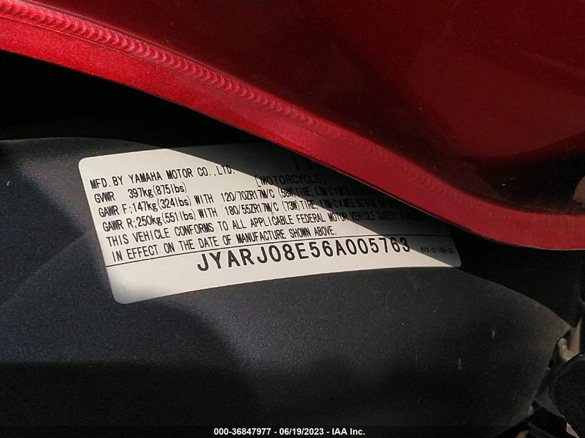 2006 YAMAHA FZ6 S - JYARJ08E56A005763