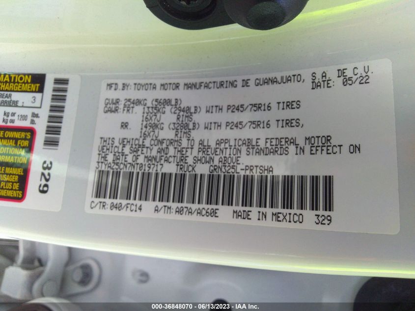 2022 TOYOTA TACOMA TRD OFF ROAD/TRD SPORT/SR5 V6 - 3TYAZ5CN7NT019717