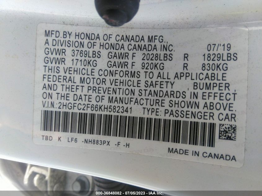 2019 HONDA CIVIC SEDAN LX - 2HGFC2F66KH582341