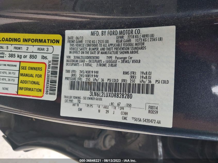 2013 LINCOLN MKZ HYBRID - 3LN6L2LUXDR828280