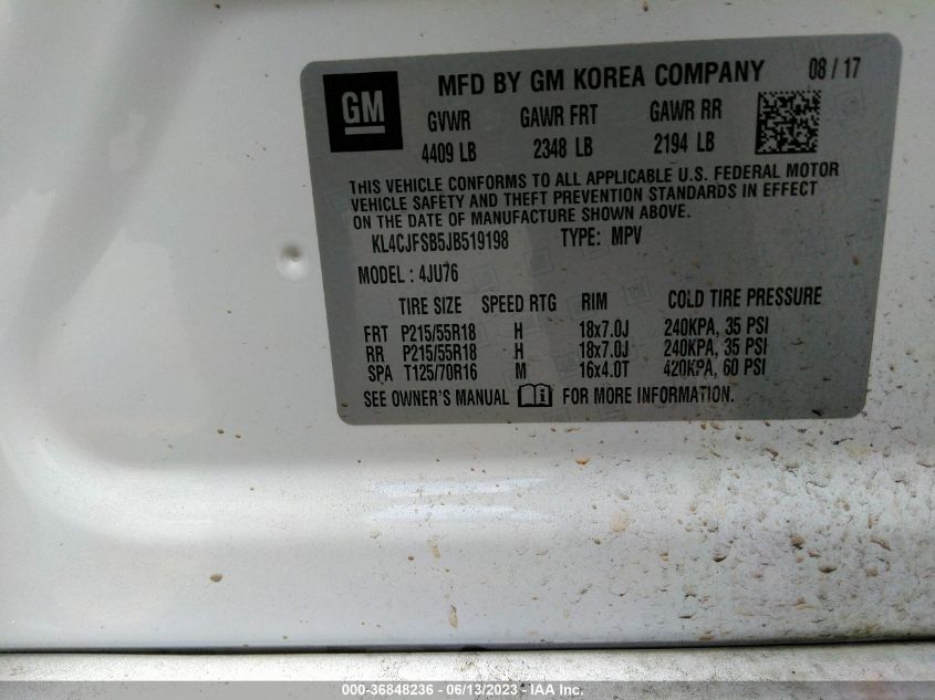2018 BUICK ENCORE PREFERRED II - KL4CJFSB5JB519198