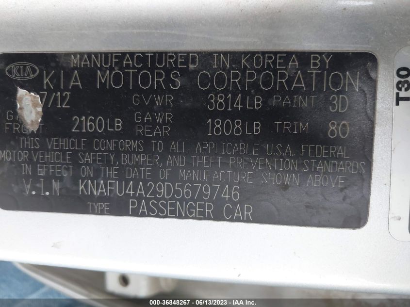 2013 KIA FORTE EX - KNAFU4A29D5679746