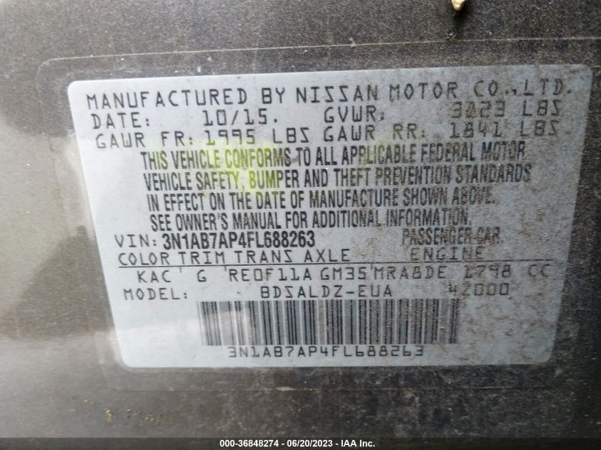 2015 NISSAN SENTRA SV - 3N1AB7AP4FL688263
