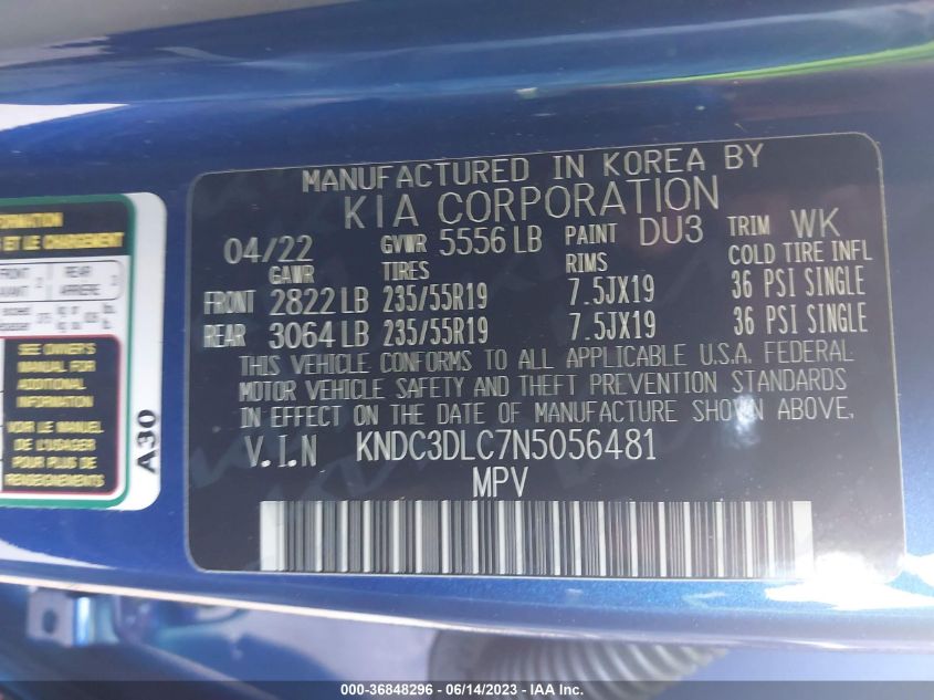 2022 KIA EV6 LIGHT/WIND/GT LINE - KNDC3DLC7N5056481