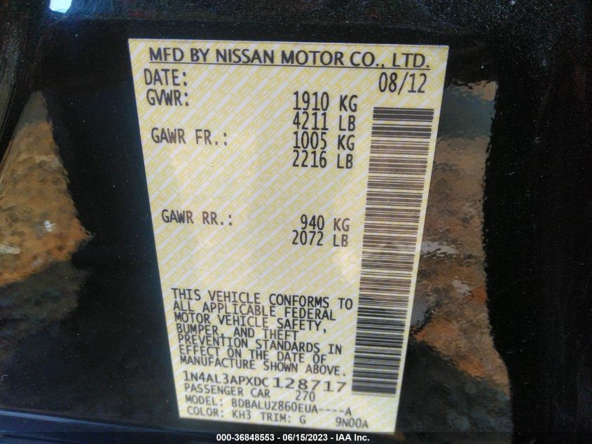 2013 NISSAN ALTIMA 2.5 SV - 1N4AL3APXDC128717