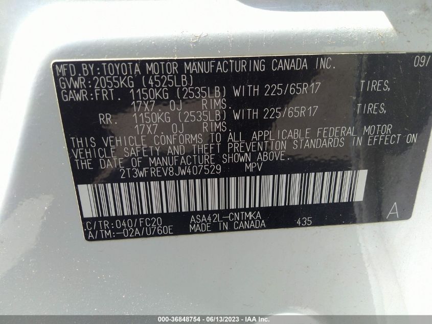 2018 TOYOTA RAV4 XLE/ADVENTURE - 2T3WFREV8JW407529