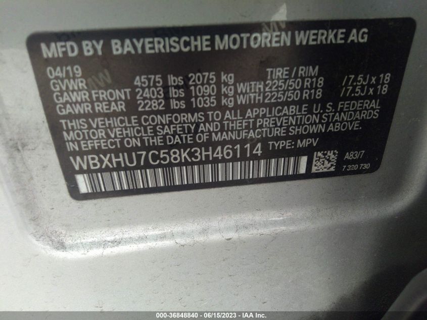2019 BMW X1 SDRIVE28I - WBXHU7C58K3846114
