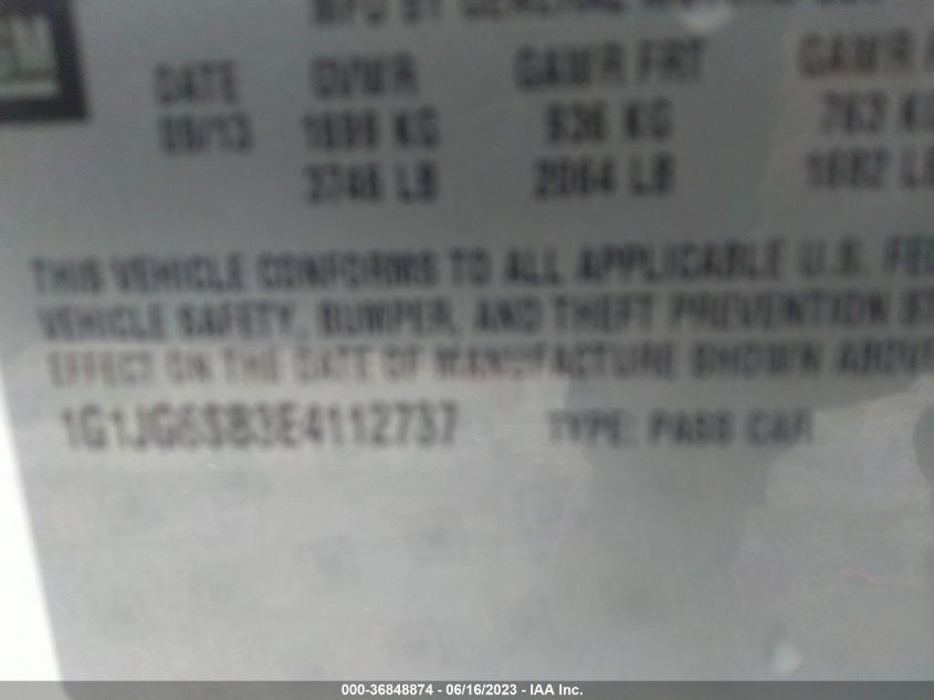 2014 CHEVROLET SONIC RS - 1G1JG6SB3E4112737