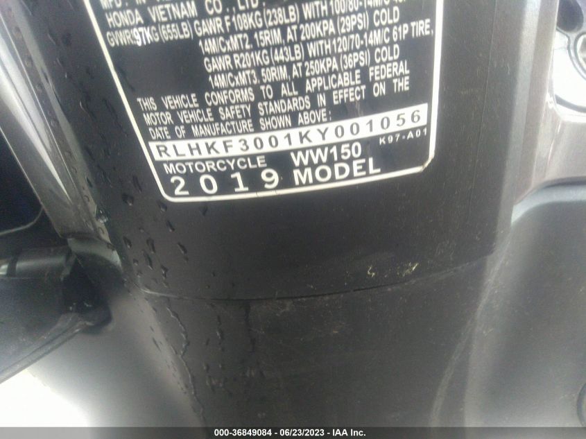 2019 HONDA WW150 RLHKF3001KY001056