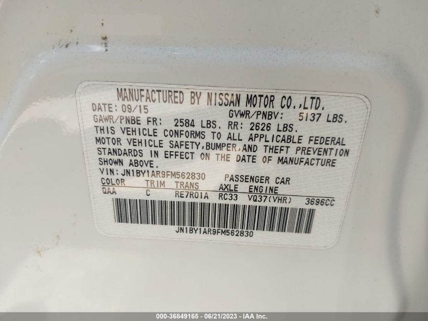 2015 INFINITI Q70 JN1BY1AR9FM562830