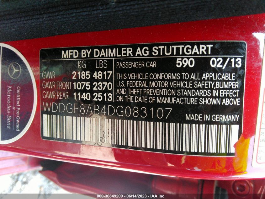 2013 MERCEDES-BENZ C-CLASS C 300 - WDDGF8AB4DG083107