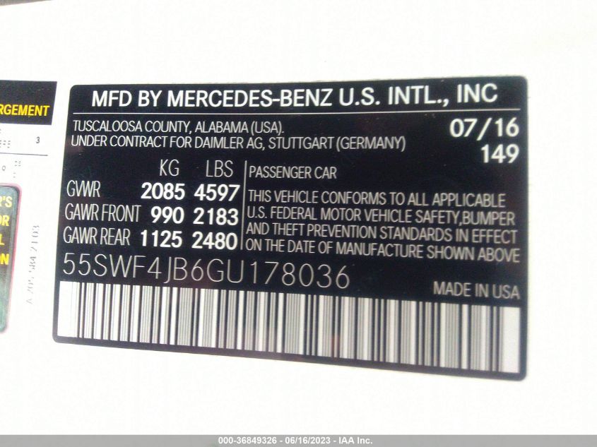 2016 MERCEDES-BENZ C-CLASS C 300 - 55SWF4JB6GU178036