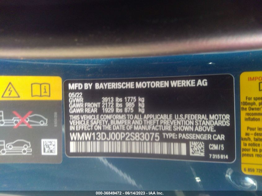 2023 MINI HARDTOP 2 DOOR COOPER SE WMW13DJ00P2S83075
