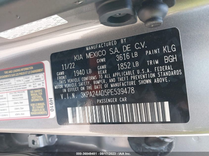 2023 KIA RIO S - 3KPA24AD5PE539478