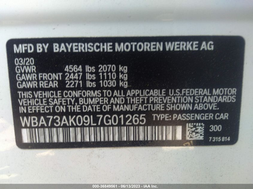2020 BMW 2 SERIES 228I XDRIVE - WBA73AK09L7G01265