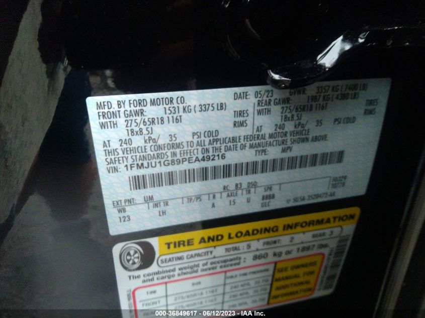 2023 FORD EXPEDITION XL - 1FMJU1G89PEA49216