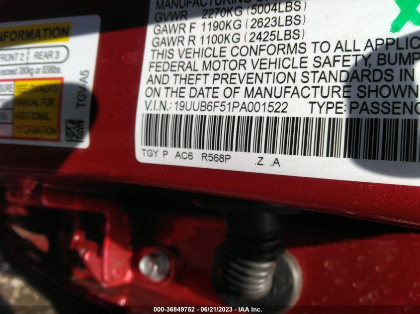 2023 ACURA TLX W/A-SPEC PACKAGE - 19UUB6F51PA001522