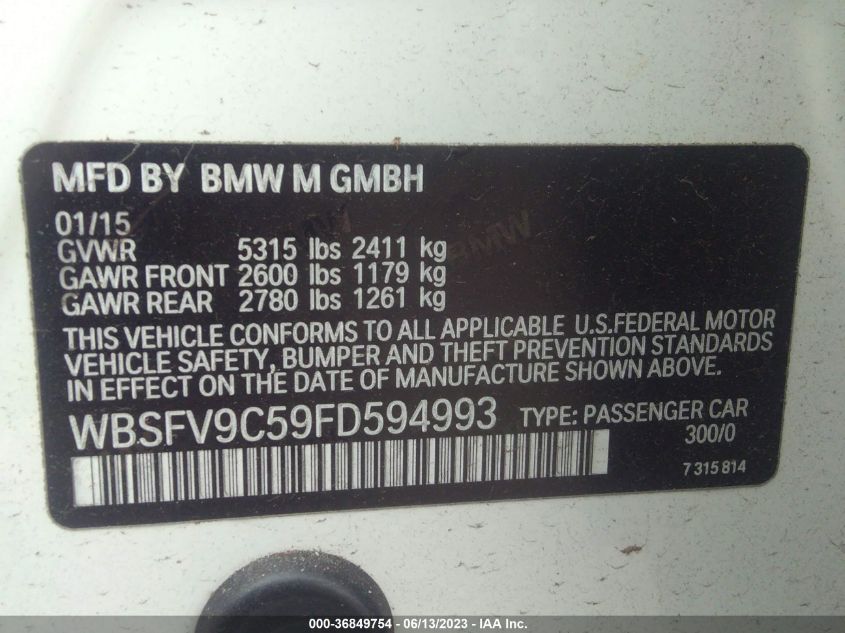 2015 BMW M5 - WBSFV9C59FD594993