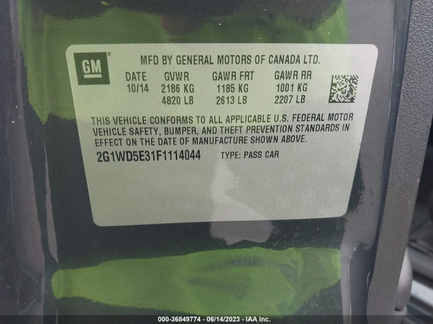 2015 CHEVROLET IMPALA LIMITED POLICE POLICE - 2G1WD5E31F1114044