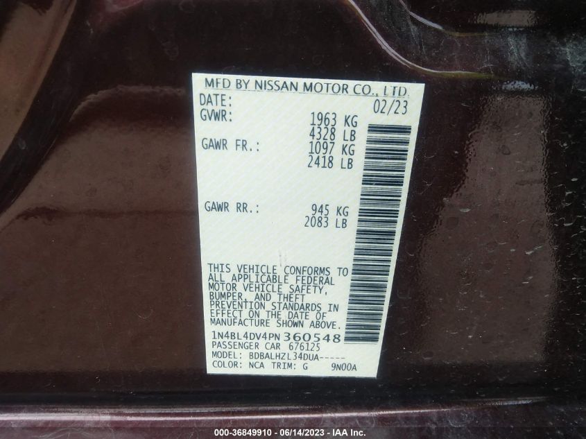 2023 NISSAN ALTIMA 2.5 SV - 1N4BL4DV4PN360548