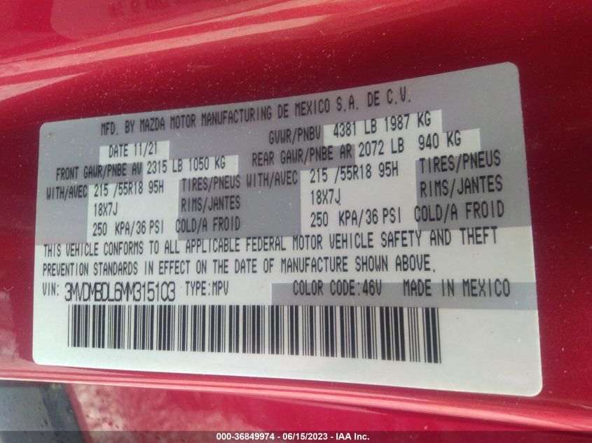 2021 MAZDA CX-30 PREMIUM - 3MVDMBDL6MM315103