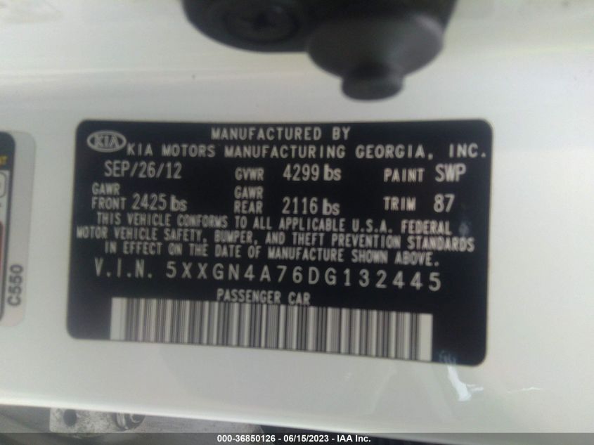 2013 KIA OPTIMA EX - 5XXGN4A76DG132445