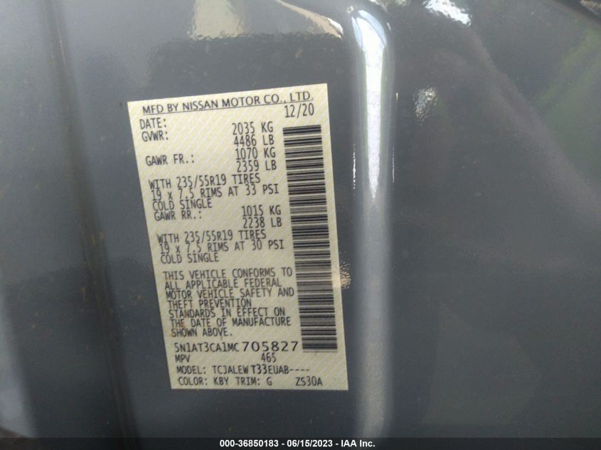 2021 NISSAN ROGUE SL - 5N1AT3CA1MC705827