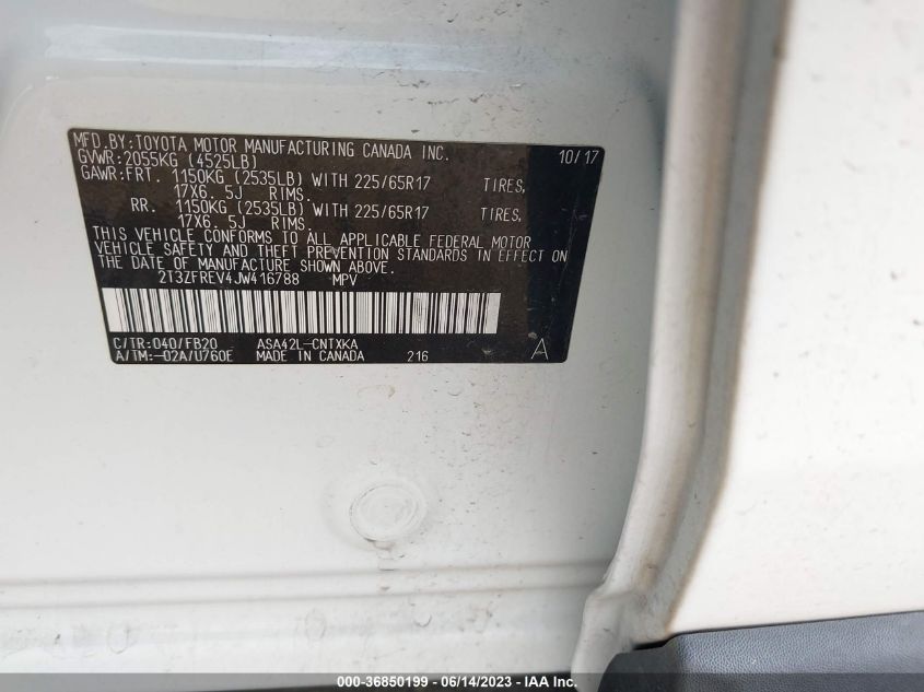 2018 TOYOTA RAV4 LE - 2T3ZFREV4JW416788